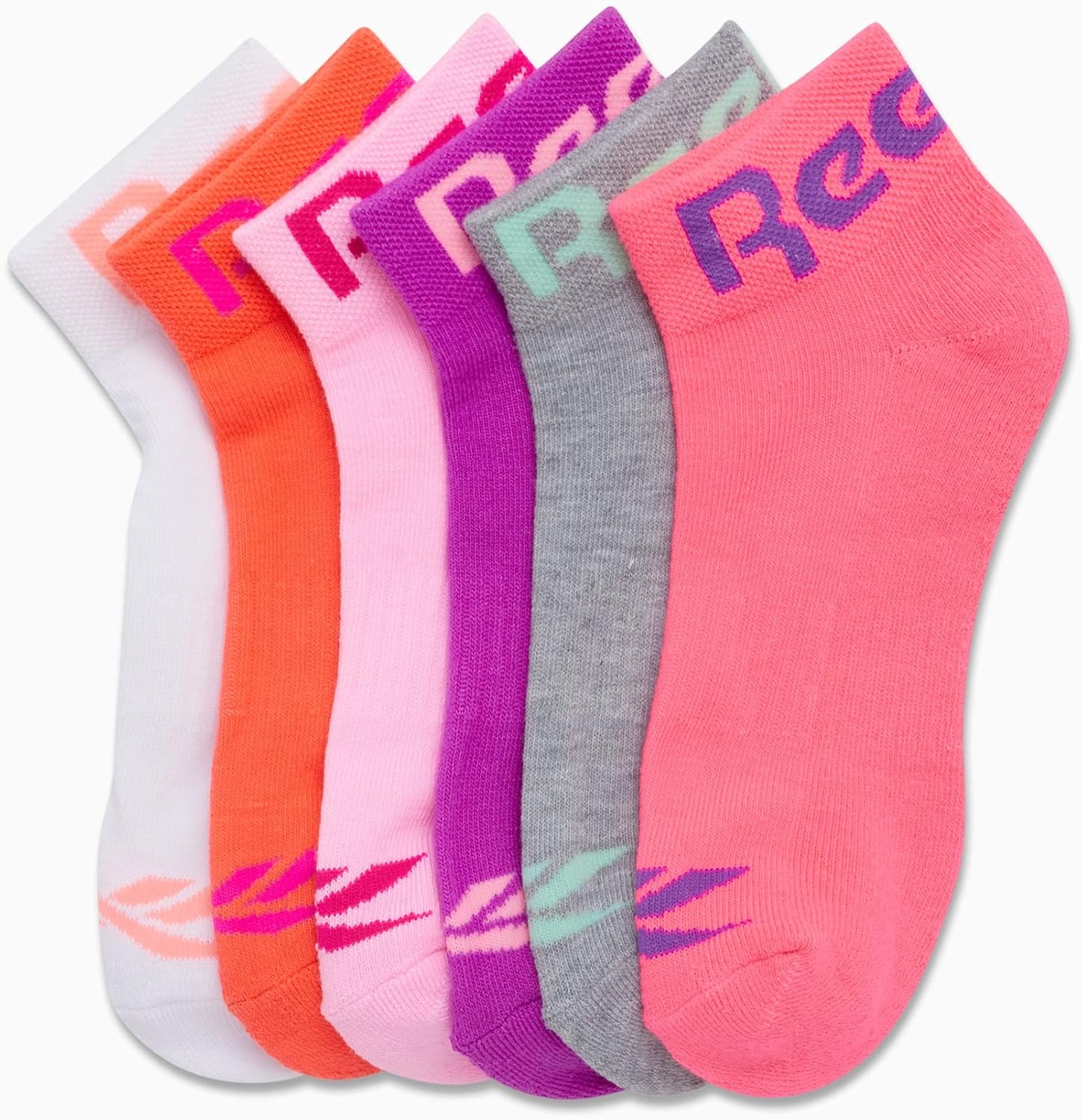 image:imageReebok Girls Quarter Socks 6 Pack MoistureWicking Girls Athletic Socks Cushioned Footbed with a Seamless Toe and Snug LowRise Fit for AllDay ComfortPink Multi