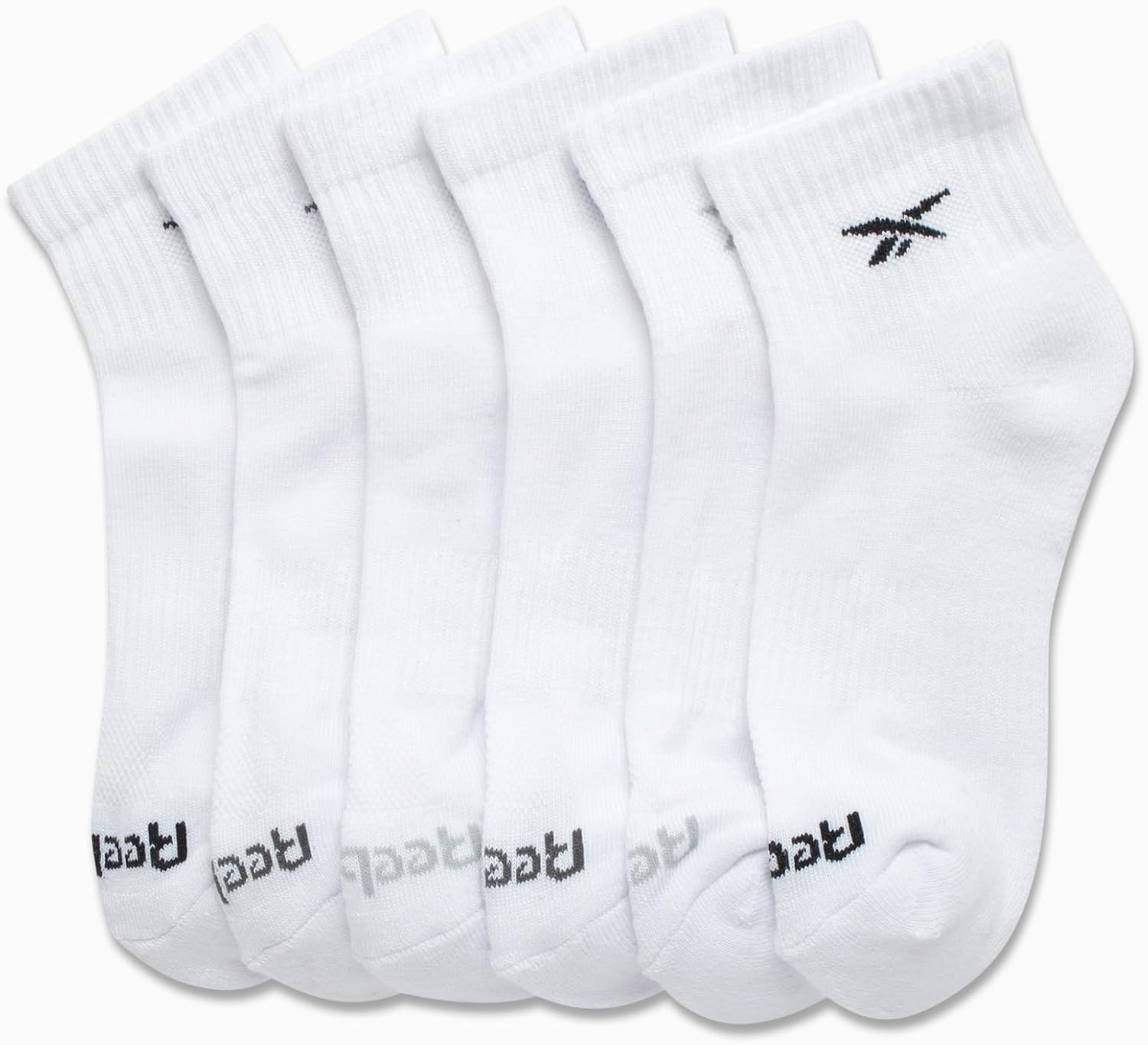 image:imageReebok Girls Quarter Socks 6 Pack MoistureWicking Girls Athletic Socks Cushioned Footbed with a Seamless Toe and Snug LowRise Fit for AllDay ComfortWhite