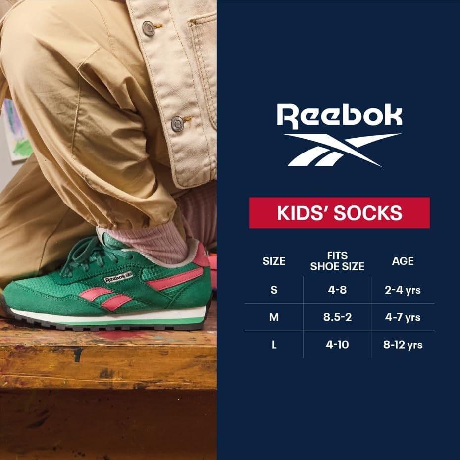 image:imageReebok Girls Quarter Socks 6 Pack MoistureWicking Girls Athletic Socks Cushioned Footbed with a Seamless Toe and Snug LowRise Fit for AllDay ComfortWhite