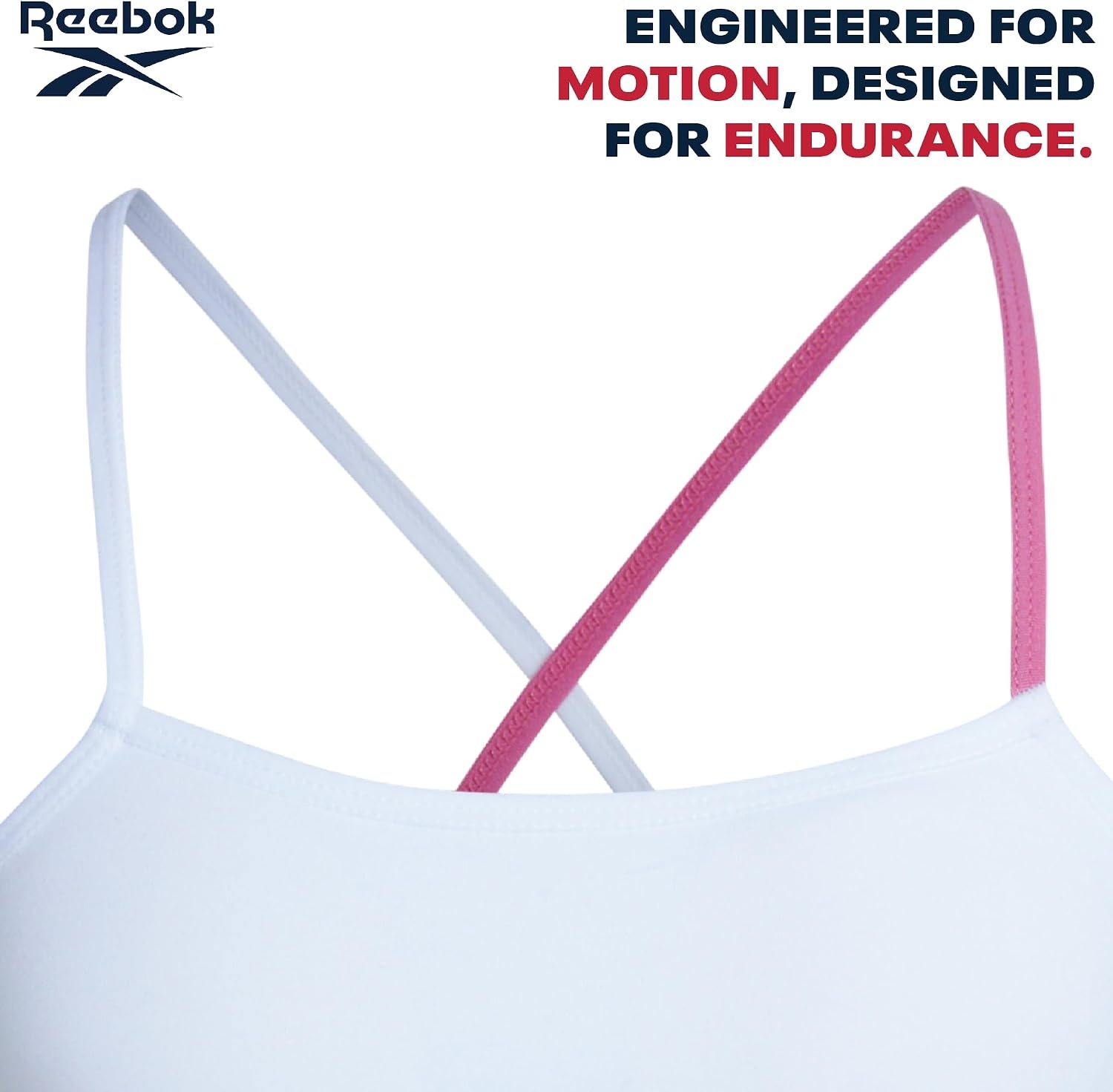 image:imageReebok Girls Training Bras 2 Pack Racerback Bralettes Removable Pads SuperSoft Fabric with a Sporty RacerStyle Back Fit Stays Comfortably in Place Through Dance Gym and PlayBlack JacquardWhite
