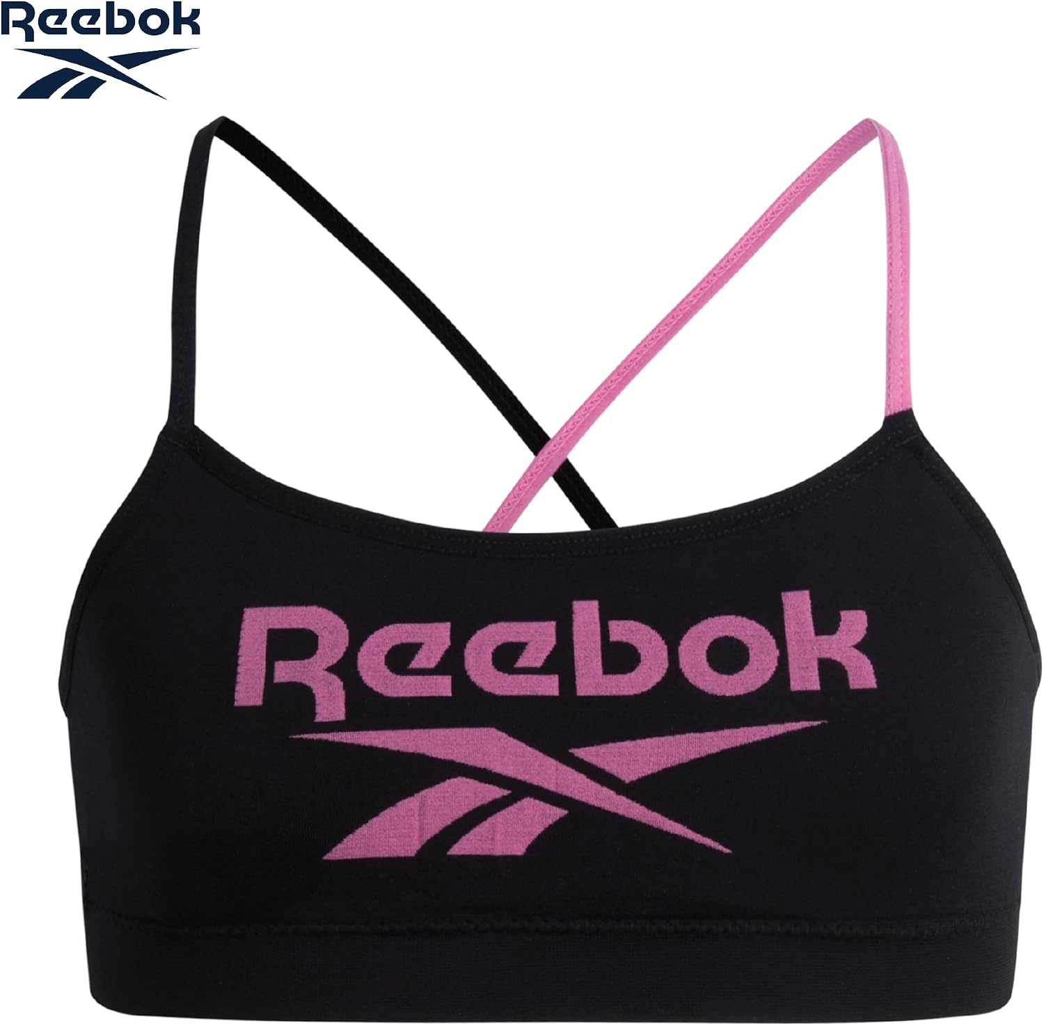 image:imageReebok Girls Training Bras 2 Pack Racerback Bralettes Removable Pads SuperSoft Fabric with a Sporty RacerStyle Back Fit Stays Comfortably in Place Through Dance Gym and PlayBlack JacquardWhite
