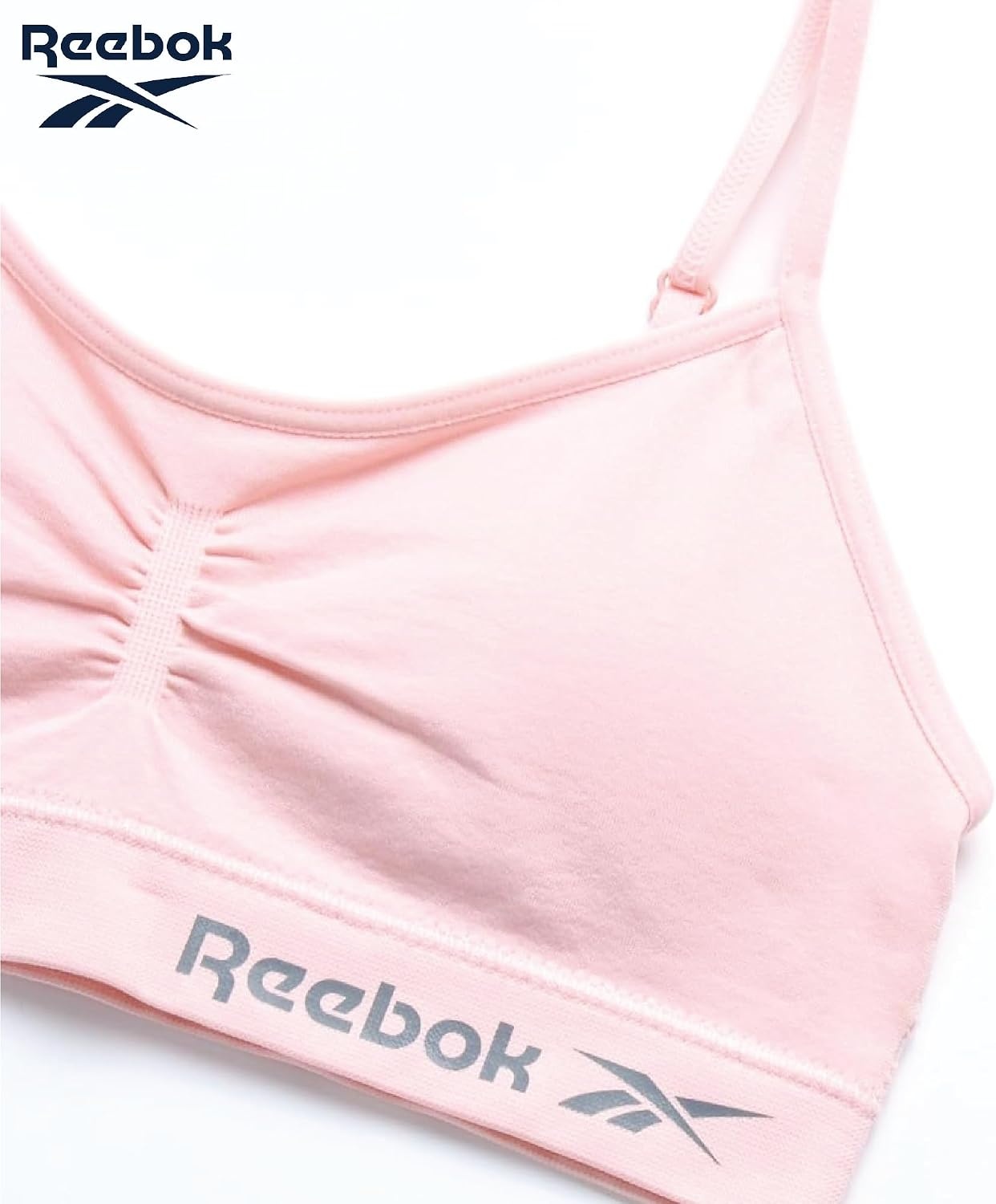 image:imageReebok Girls Training Bras 2 Pack Racerback Bralettes Removable Pads SuperSoft Fabric with a Sporty RacerStyle Back Fit Stays Comfortably in Place Through Dance Gym and PlayPinkWhite