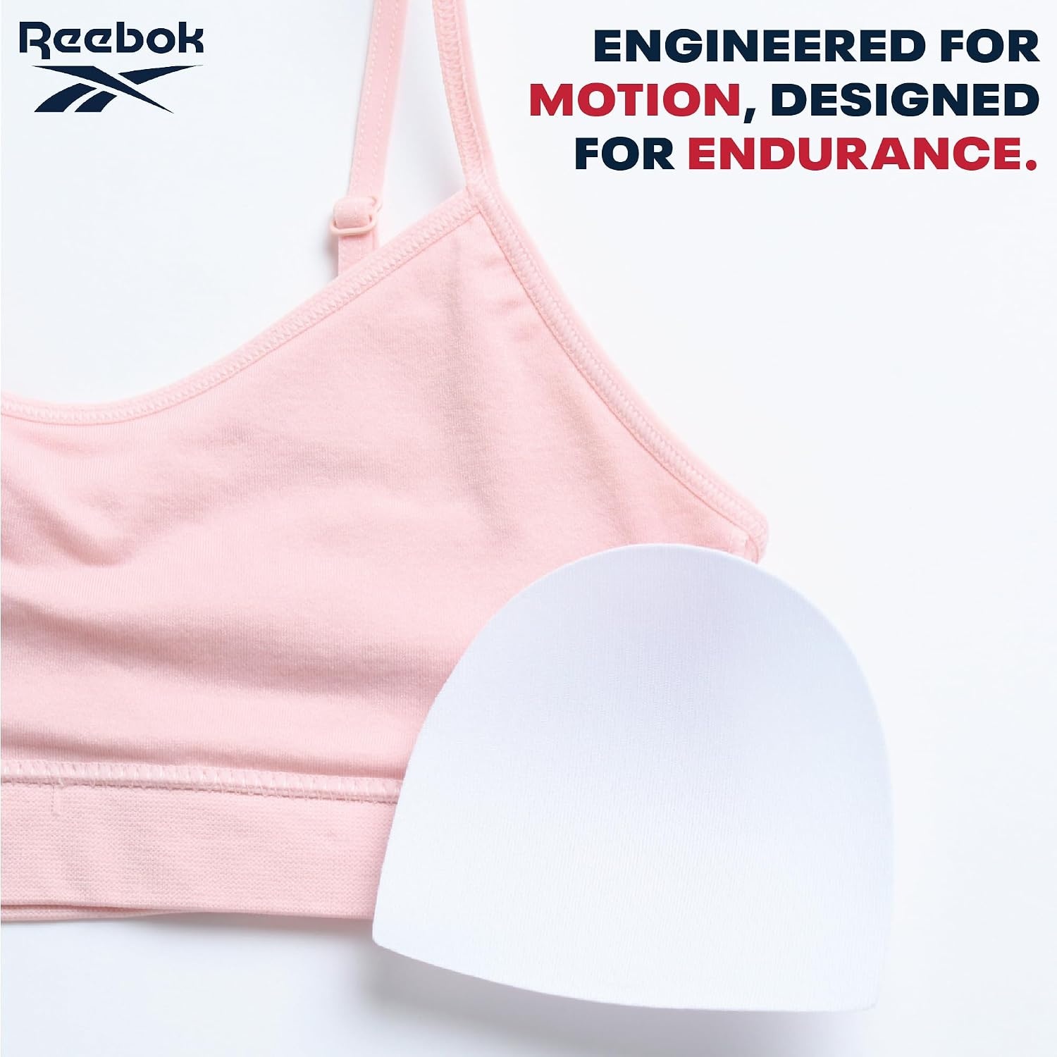 image:imageReebok Girls Training Bras 2 Pack Racerback Bralettes Removable Pads SuperSoft Fabric with a Sporty RacerStyle Back Fit Stays Comfortably in Place Through Dance Gym and PlayPinkWhite