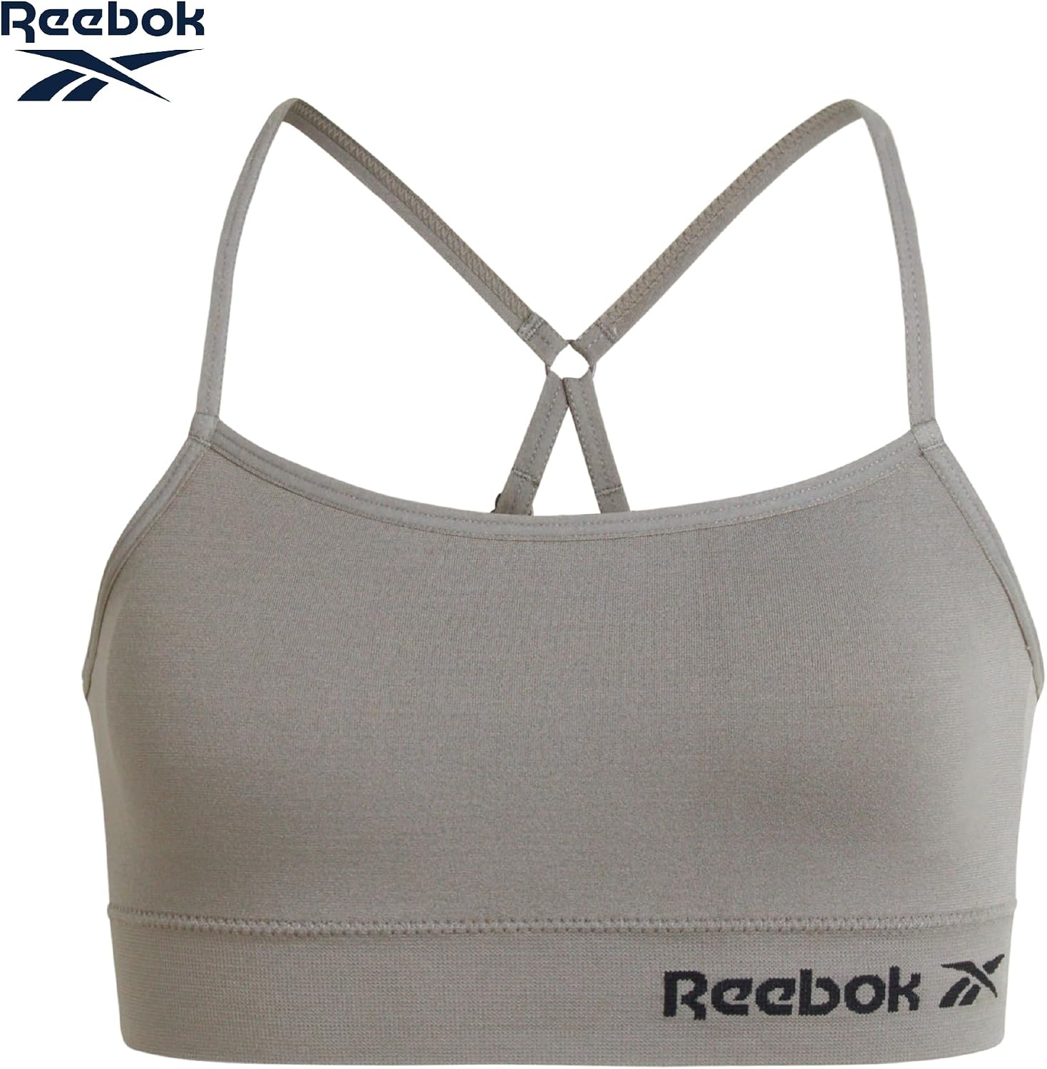 image:imageReebok Girls Training Bras 4 Pack Racerback Bralettes Removable Pads SuperSoft Fabric with a Sporty RacerStyle Back Fit Stays Comfortably in Place Through Dance Gym and PlayRed JacquardGrey
