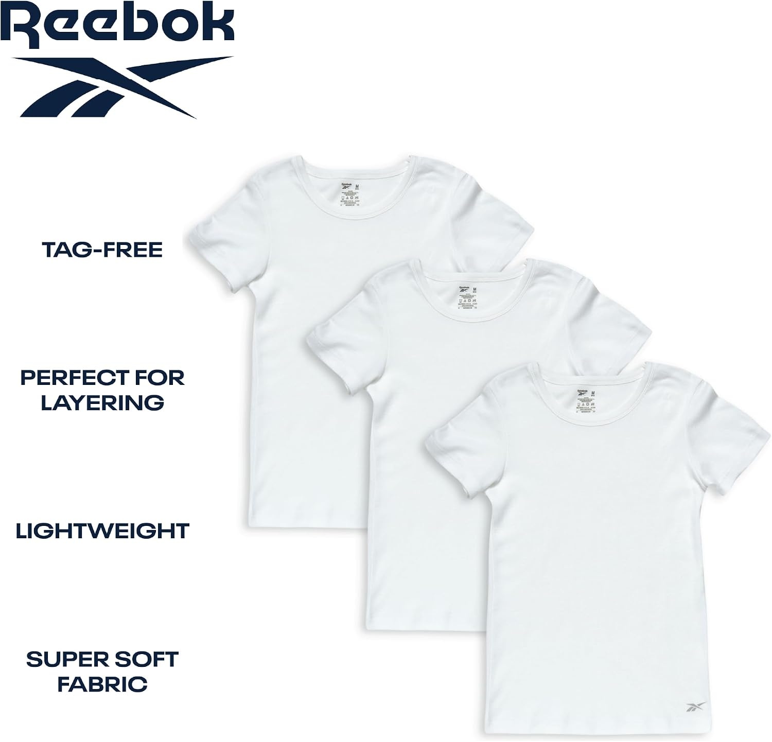 image:imageReebok Girls Undershirts 3 Pack6 Pack Super Soft 100 Cotton Short Sleeve Crewneck White Shirts for GirlsWhite6pk