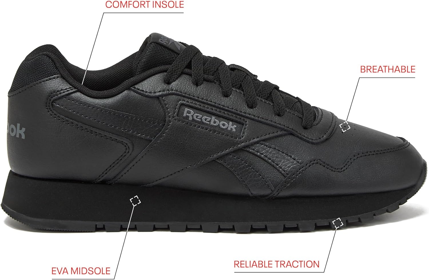 image:imageReebok Glide Sneakers for Men Black or White Tennis Shoes Size 7 to 15BlackPure Grey