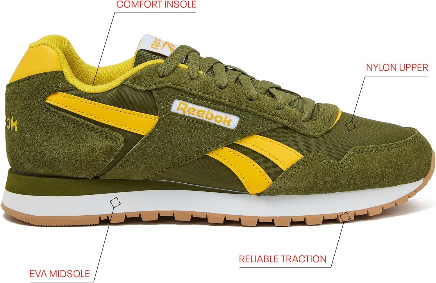 image:imageReebok Glide Sneakers for Men Black or White Tennis Shoes Size 7 to 15Earthy GreenGolden HazeWhite