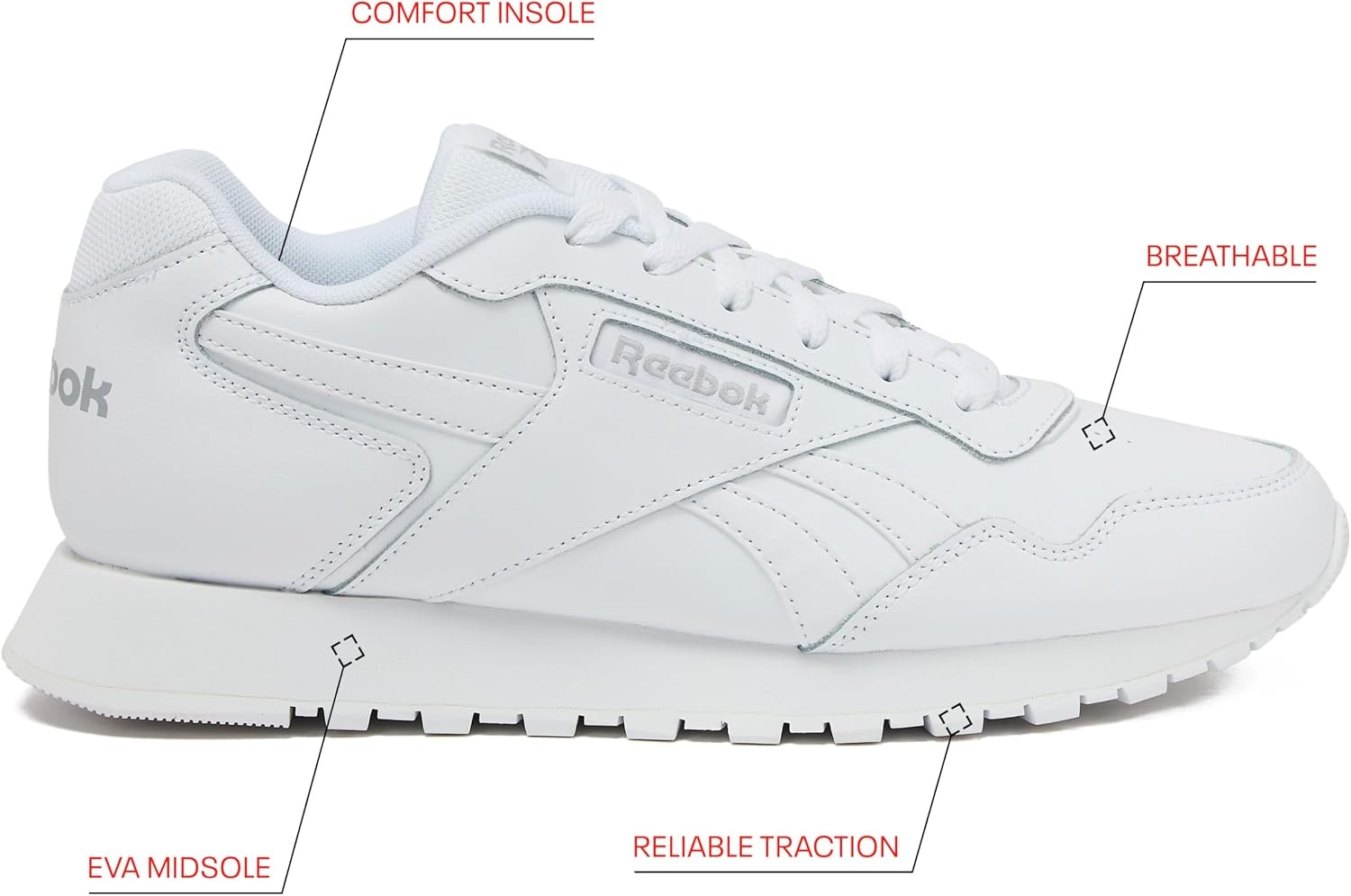 image:imageReebok Glide Sneakers for Men Black or White Tennis Shoes Size 7 to 15WhiteCold Grey