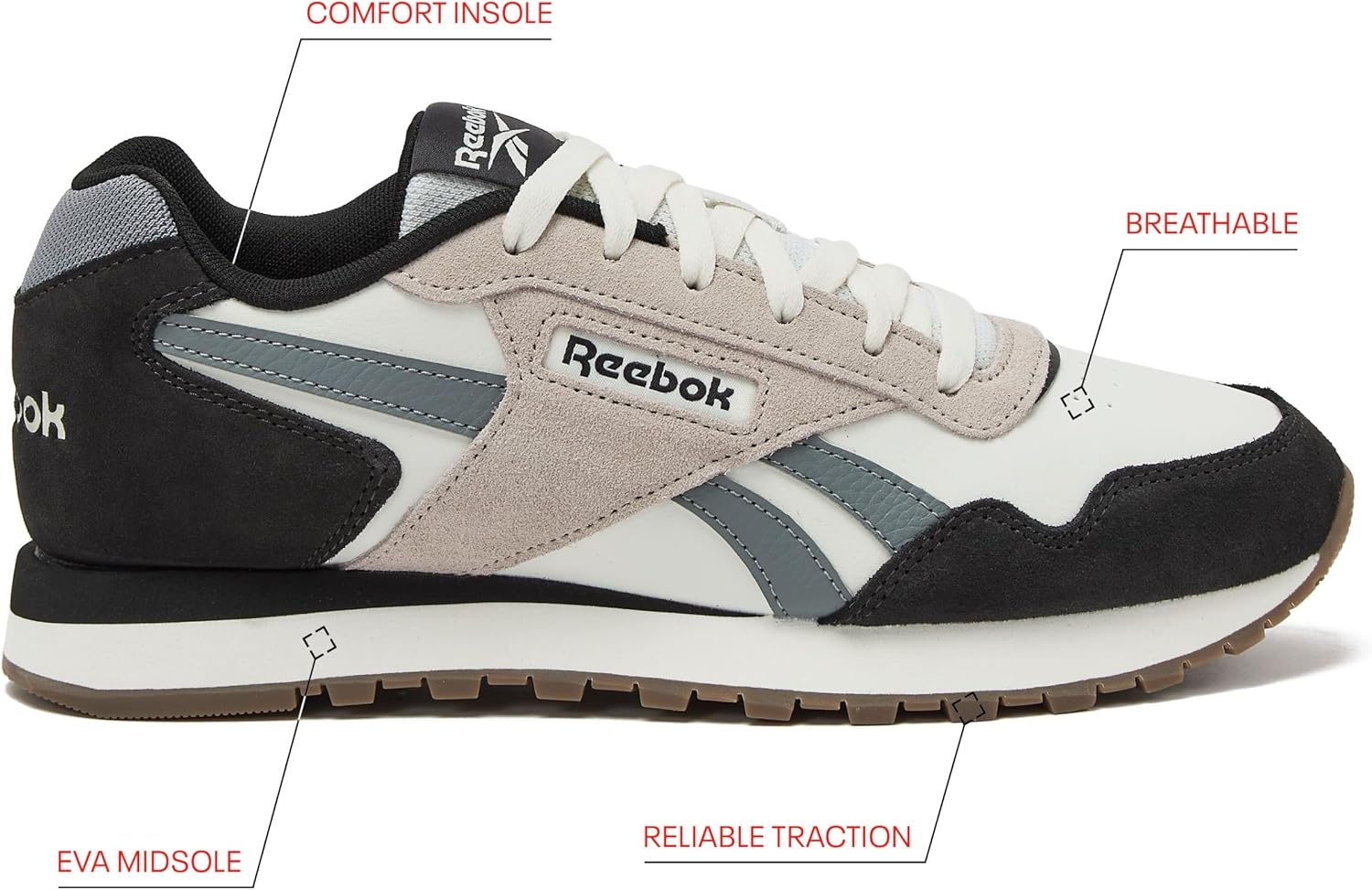 image:imageReebok Glide Sneakers for Men Black or White Tennis Shoes Size 7 to 15WhiteWashed BlackChalk
