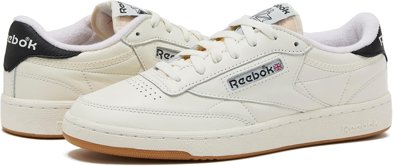 image:imageReebok Mens Club C 85 Vintage Tennis Sneakers for MenChalkBlackGum