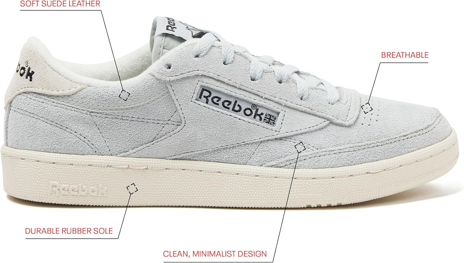 image:imageReebok Mens Club C 85 Vintage Tennis Sneakers for MenSimple GreyChalkBlack