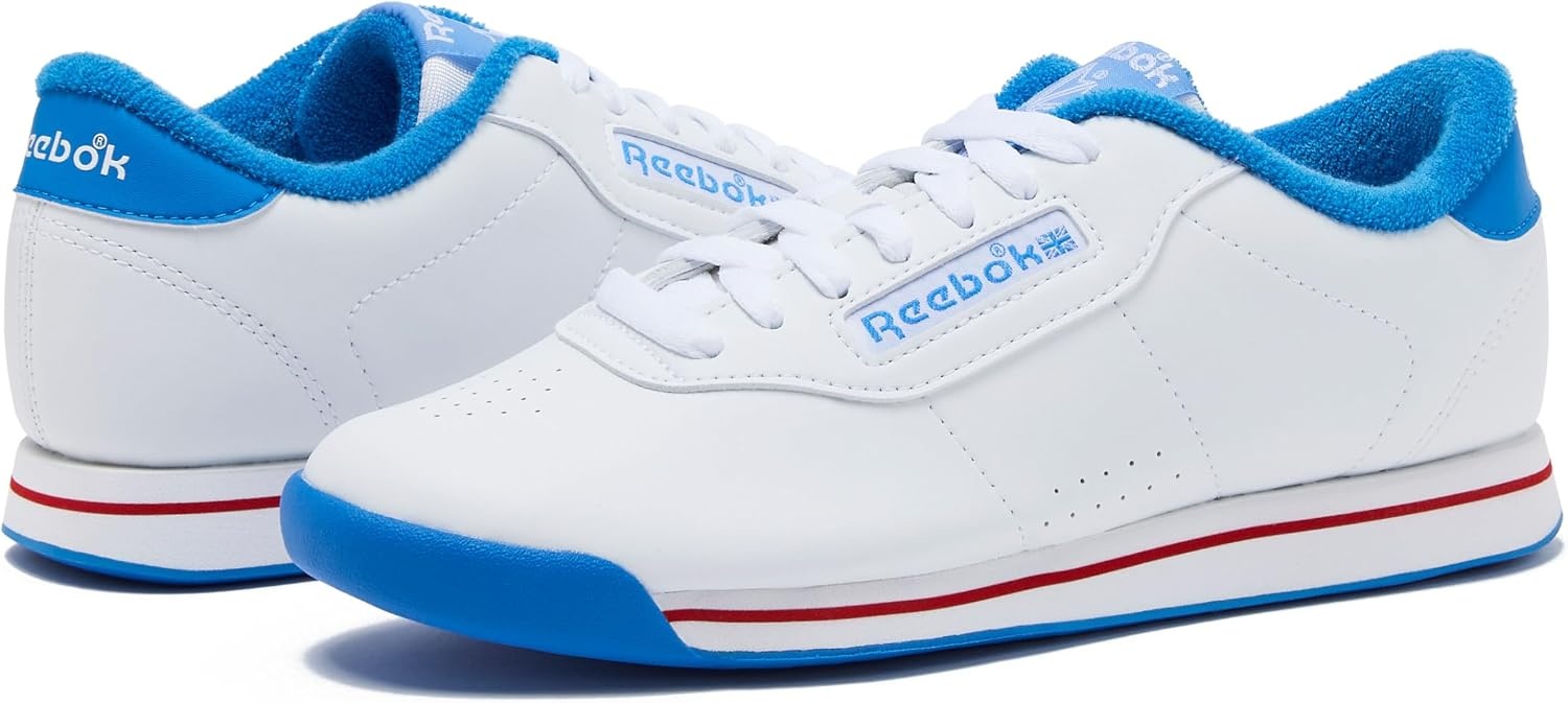 image:imageReebok Princess Sneakers for Women Comfortable Walking or Tennis Womens ShoesWhiteBlueVector Red