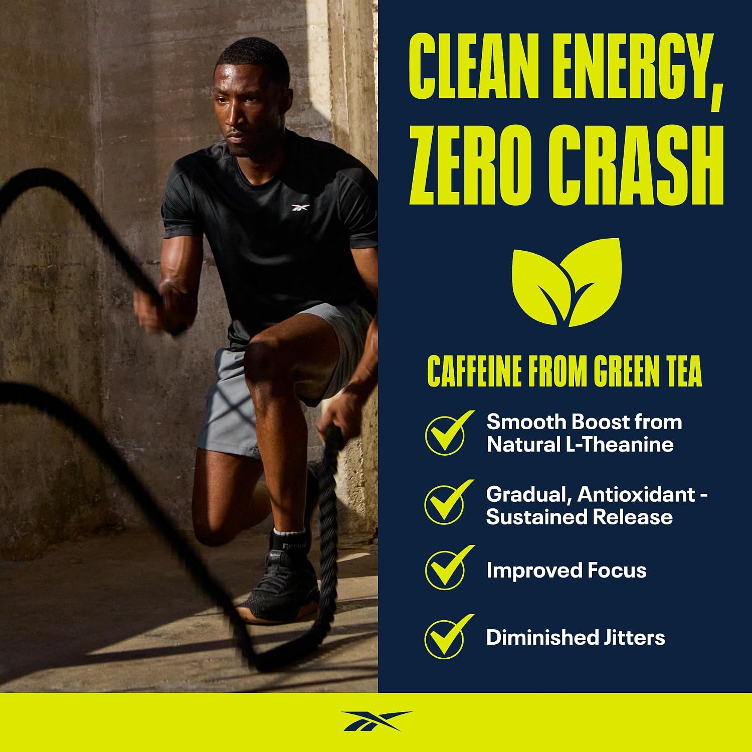 image:imageReebok REEenergize PreWorkout Creatine Powder Watermelon Crush 3g Creatine Monohydrate 200mg Natural Caffeine Clean Energy for Strength Focus amp Pump Informed Sport CertifiedGreen Apple