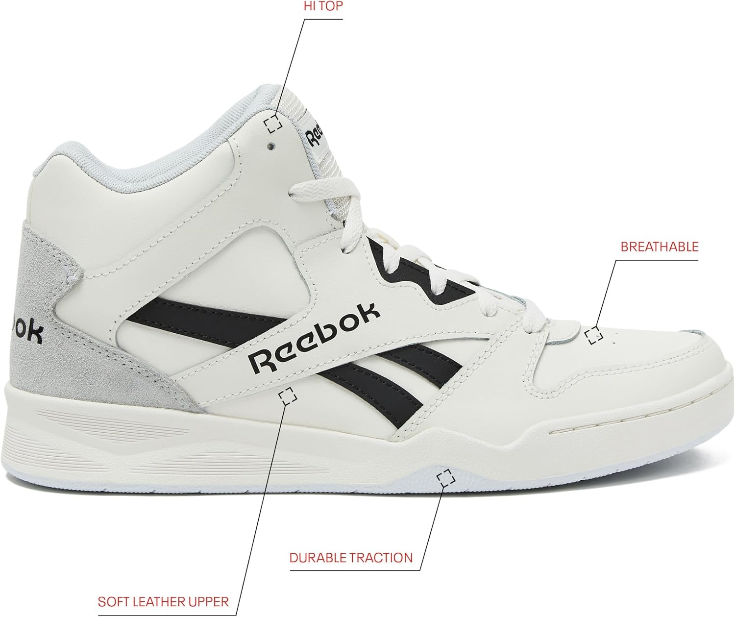 image:imageReebok Royal BB4500 Hi2 High Top Shoes for Men Athletic Mens SneakersChalkBlackMoon