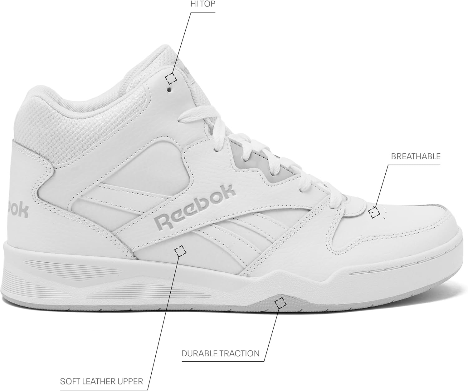 image:imageReebok Royal BB4500 Hi2 High Top Shoes for Men Athletic Mens SneakersWhiteLight Solid Grey