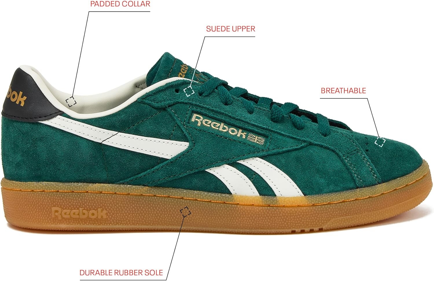 image:imageReebok Unisex Adult Club C Grounds SneakersCollegiate GreenBlackGum