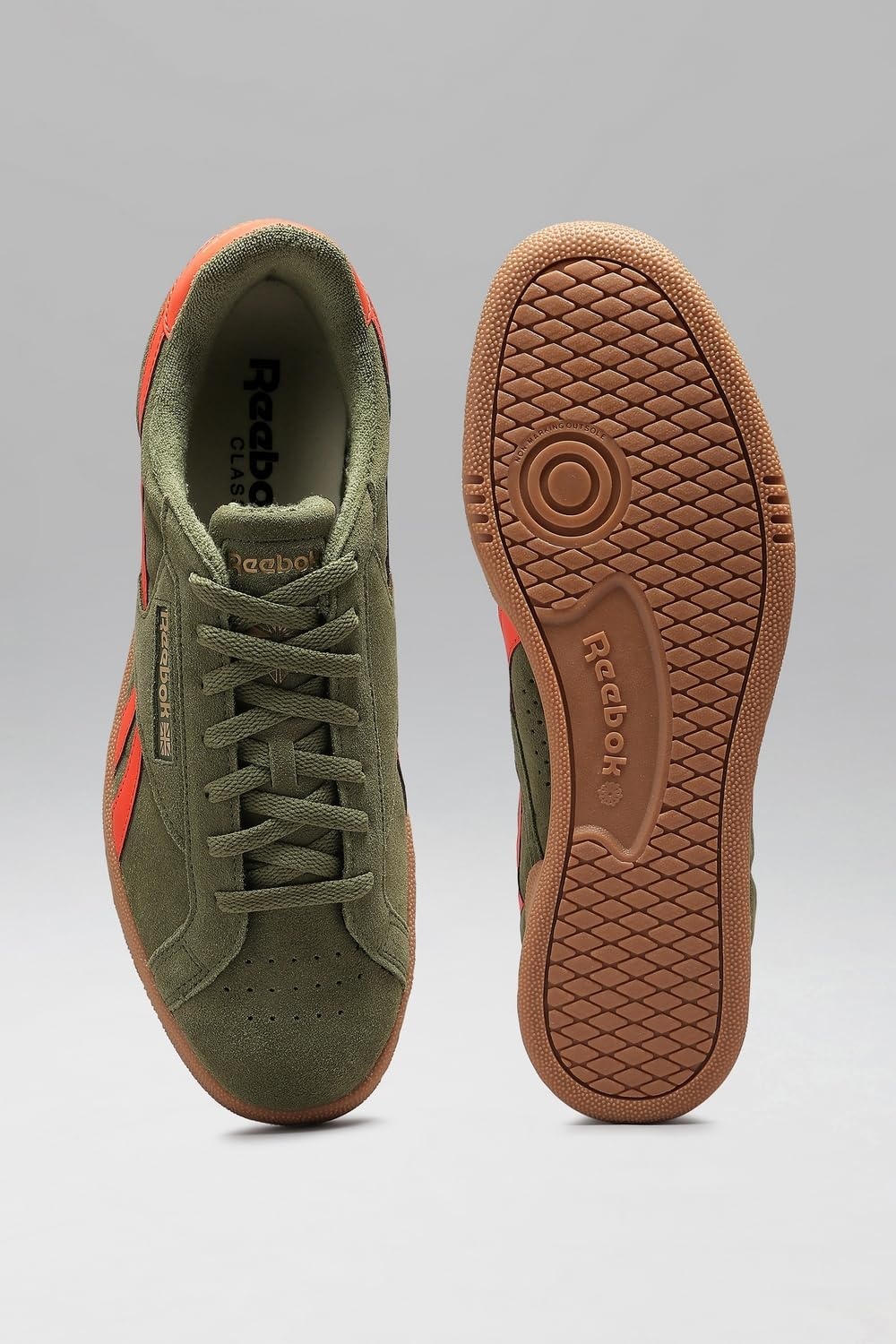 image:imageReebok Unisex Adult Club C Grounds SneakersDeepolive Pump Orange Gum