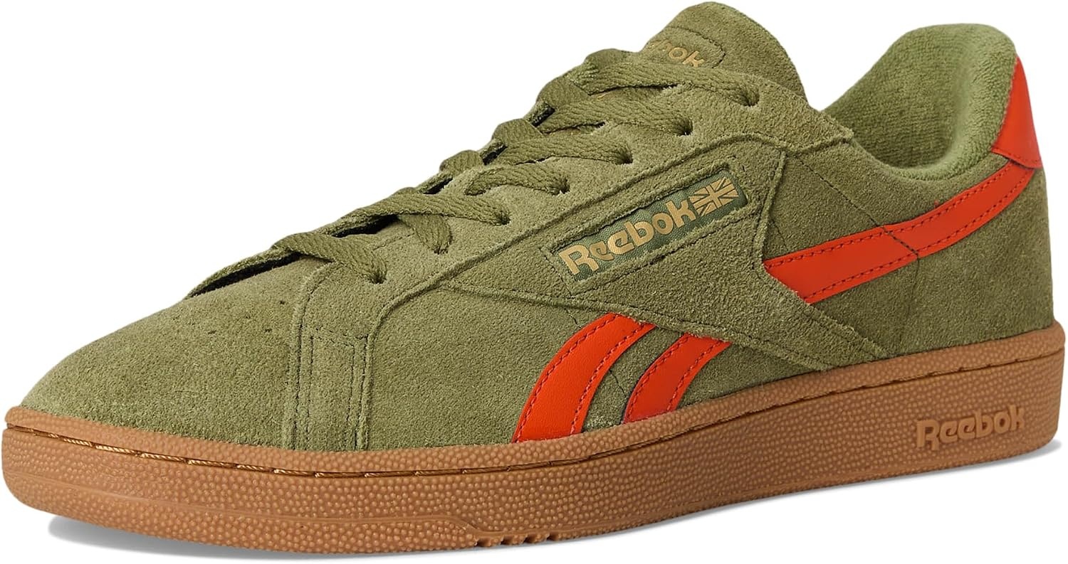 image:imageReebok Unisex Adult Club C Grounds SneakersDeepolivePump OrangeGum