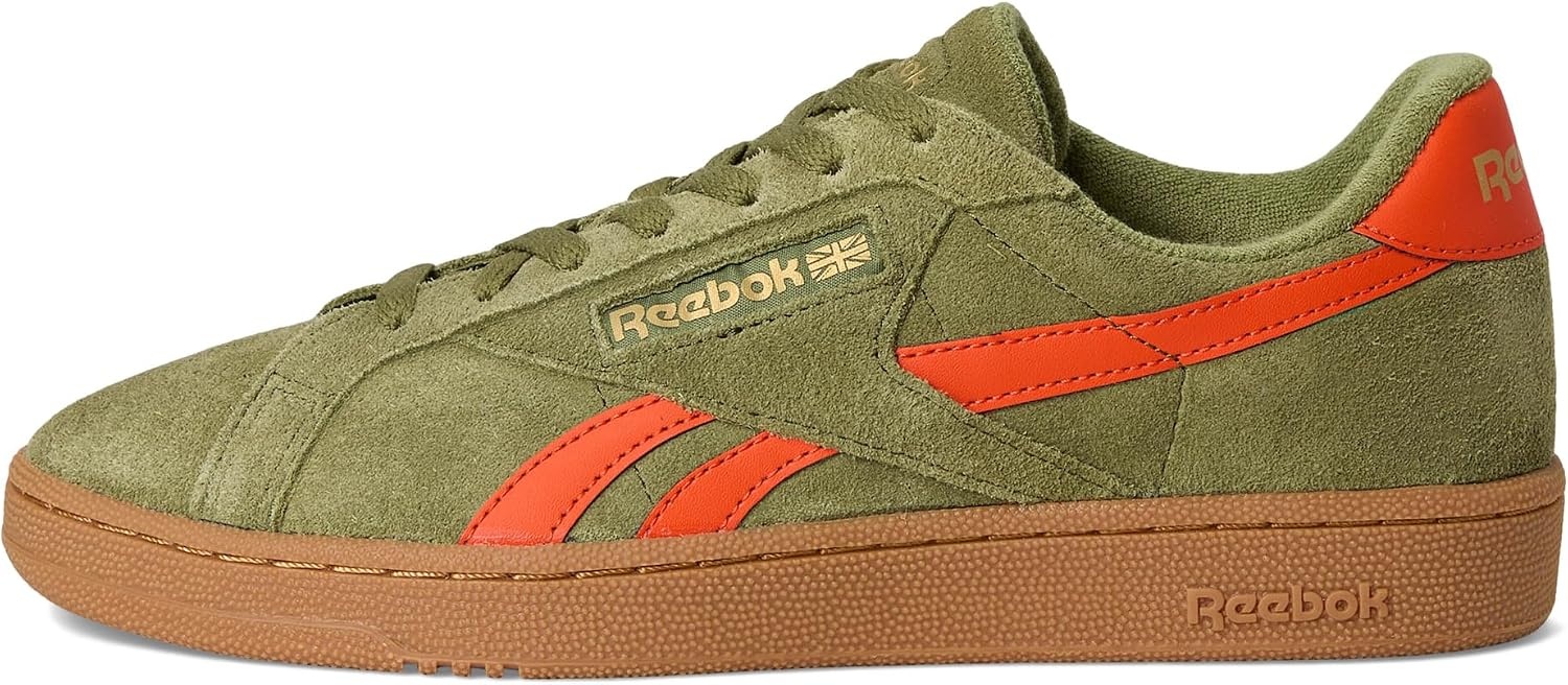 image:imageReebok Unisex Adult Club C Grounds SneakersDeepolivePump OrangeGum