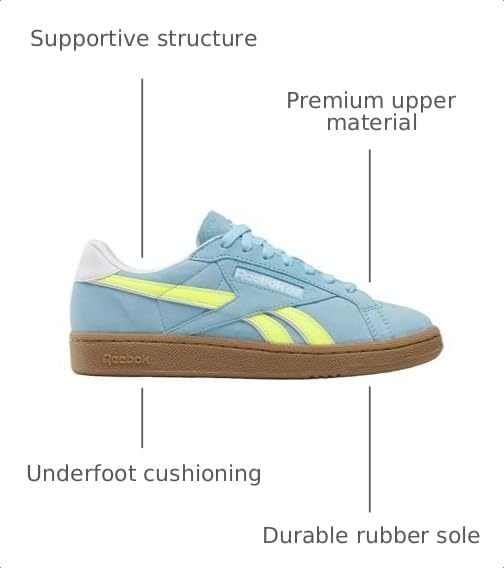 image:imageReebok Unisex Adult Club C Grounds SneakersDigital BlueSolar Acid YellowGum