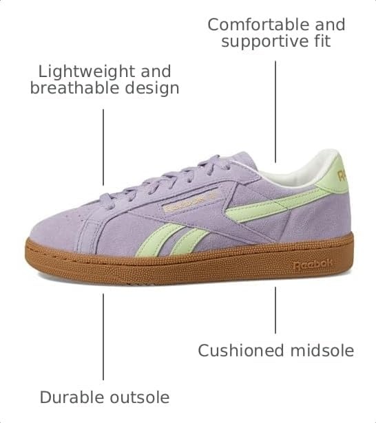 image:imageReebok Unisex Adult Club C Grounds SneakersDusk PurpleAstro LimeGum