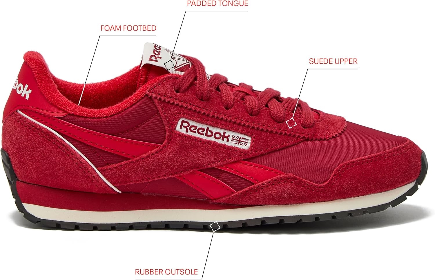 image:imageReebok Womens Classic AZ Legacy Sneakers for Women Casual Athletic Womens ShoesRedRedWhite