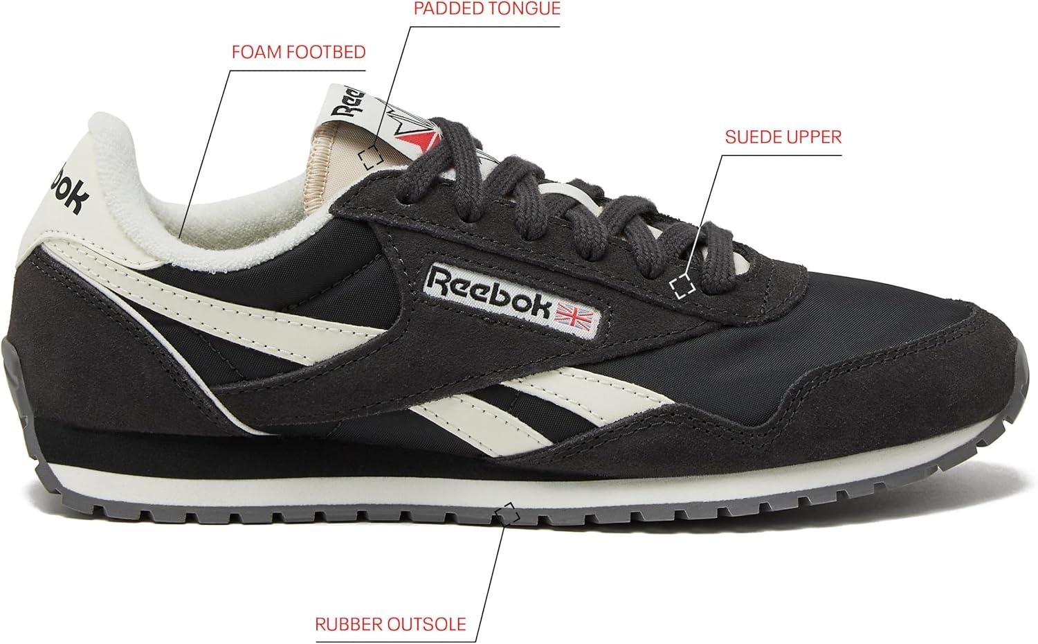 image:imageReebok Womens Classic AZ Legacy Sneakers for Women Casual Athletic Womens ShoesWashed BlackWashed BlackChalk