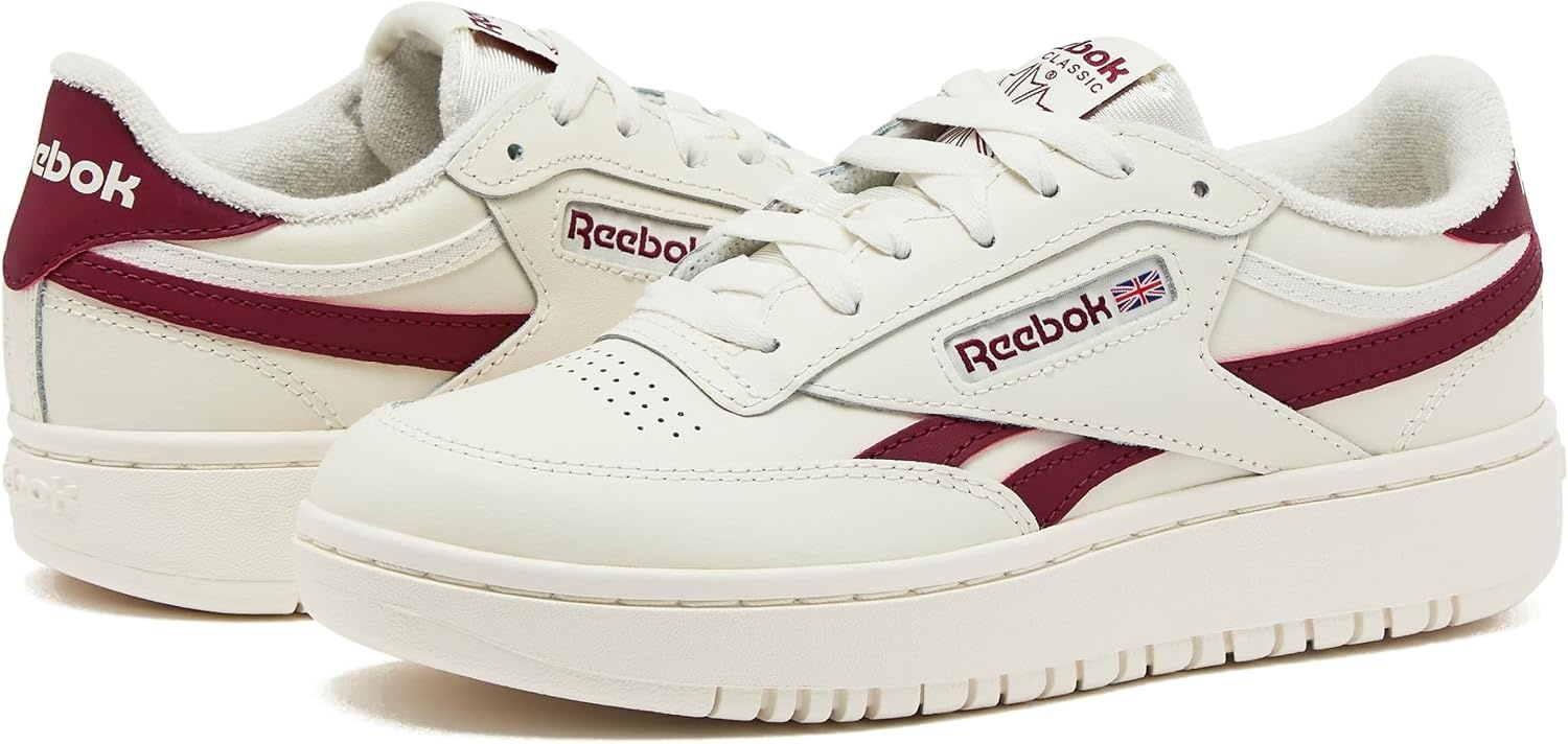 image:imageReebok Womens Club C Double Revenge Platform Tennis Shoes for Women Fashion Womens SneakersChalkChalkClassic Burgundy