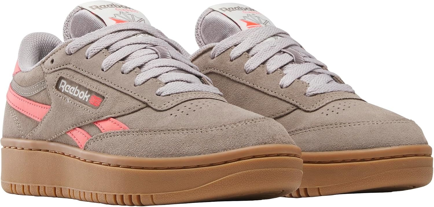 image:imageReebok Womens Club C Double Revenge Platform Tennis Shoes for Women Fashion Womens SneakersGritty GreySunset CoralGum