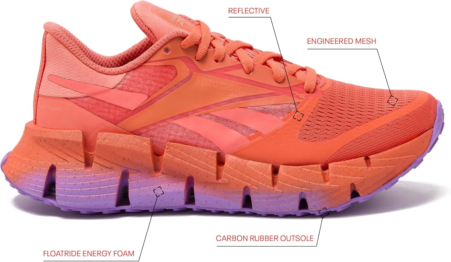 image:imageReebok Womens Floatzig Running ShoesCoralCoralPurple