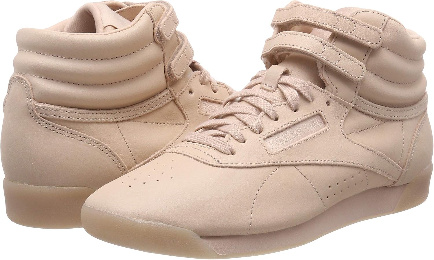 image:imageReebok Womens Freestyle Hi High Top Basketball SneakersBeige Face Bare Beige White 0