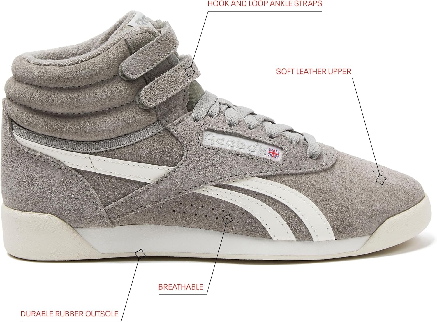 image:imageReebok Womens Freestyle Hi High Top Basketball SneakersEscape GreyChalkChalk
