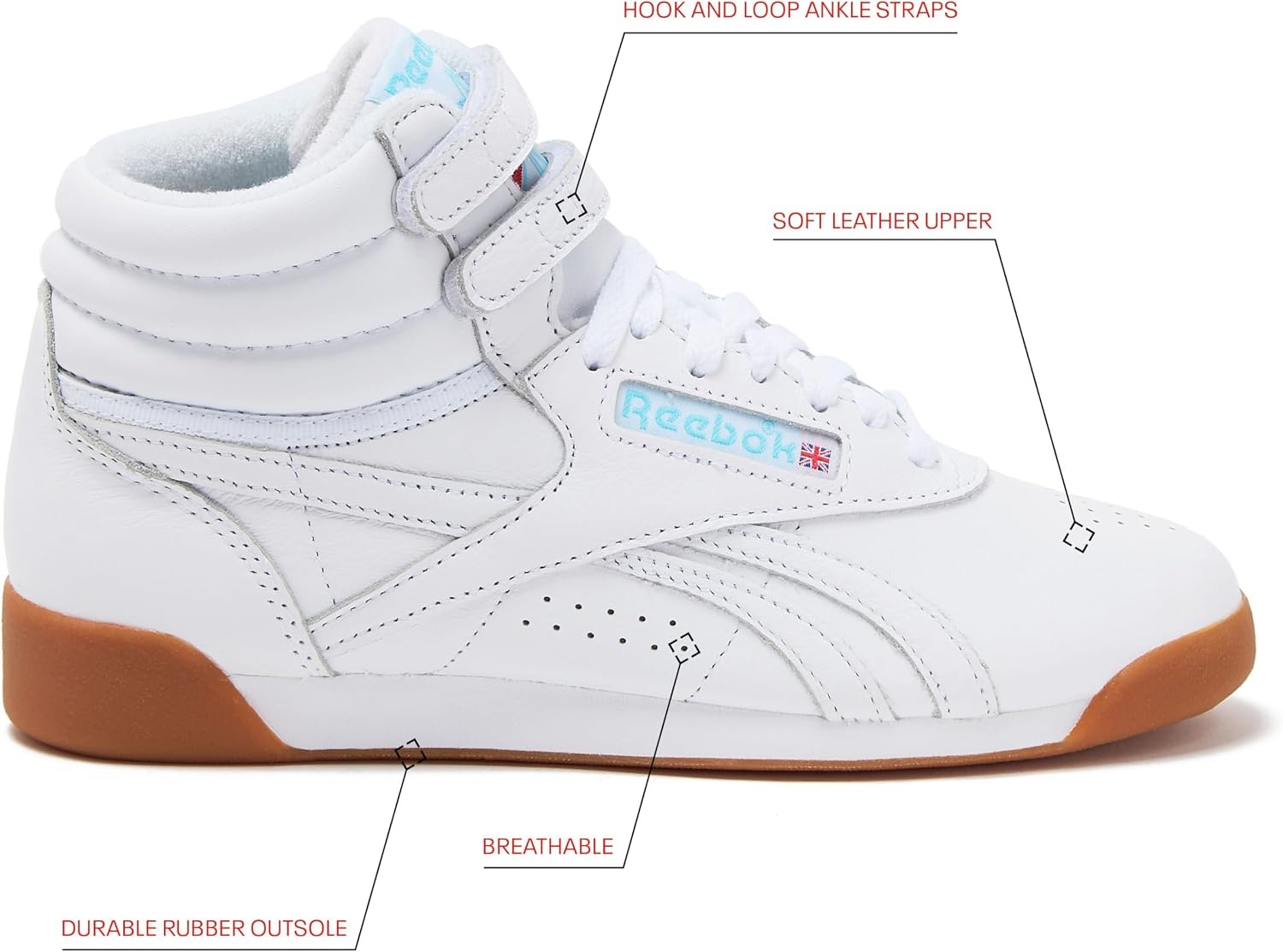 image:imageReebok Womens Freestyle Hi High Top Basketball SneakersFootwear WhiteBlueGum