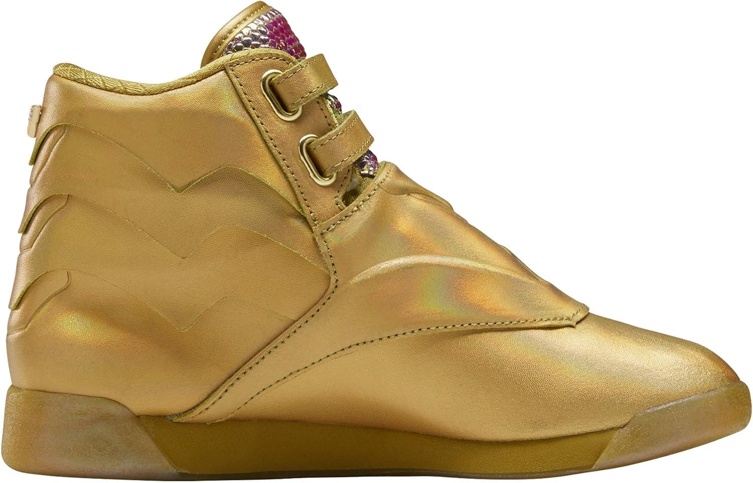 image:imageReebok Womens Freestyle Hi High Top Basketball SneakersGold MetallicExcellent Red