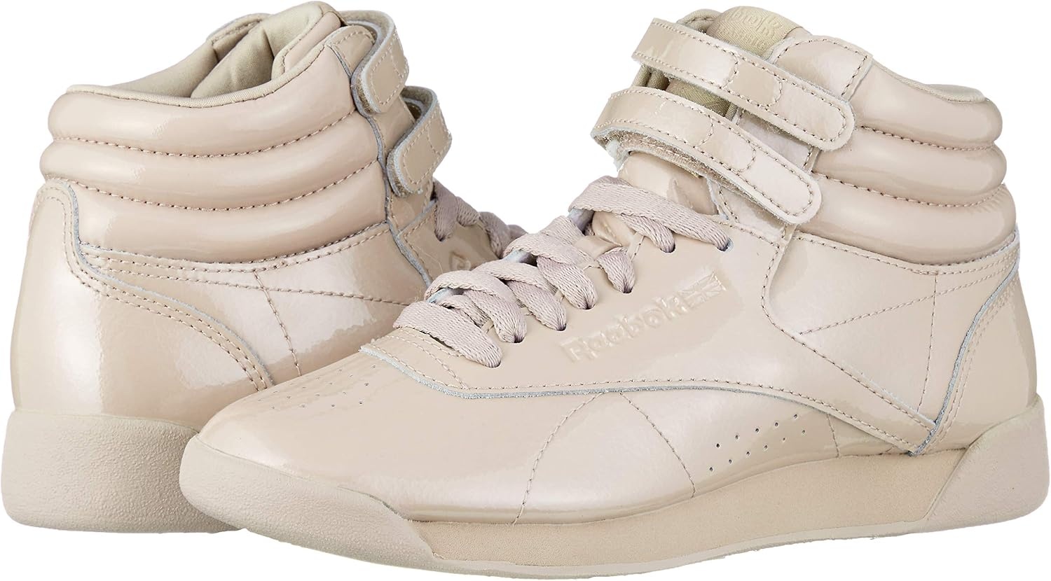 image:imageReebok Womens Freestyle Hi High Top Basketball SneakersGrey Patent Parchment Patent Parchment