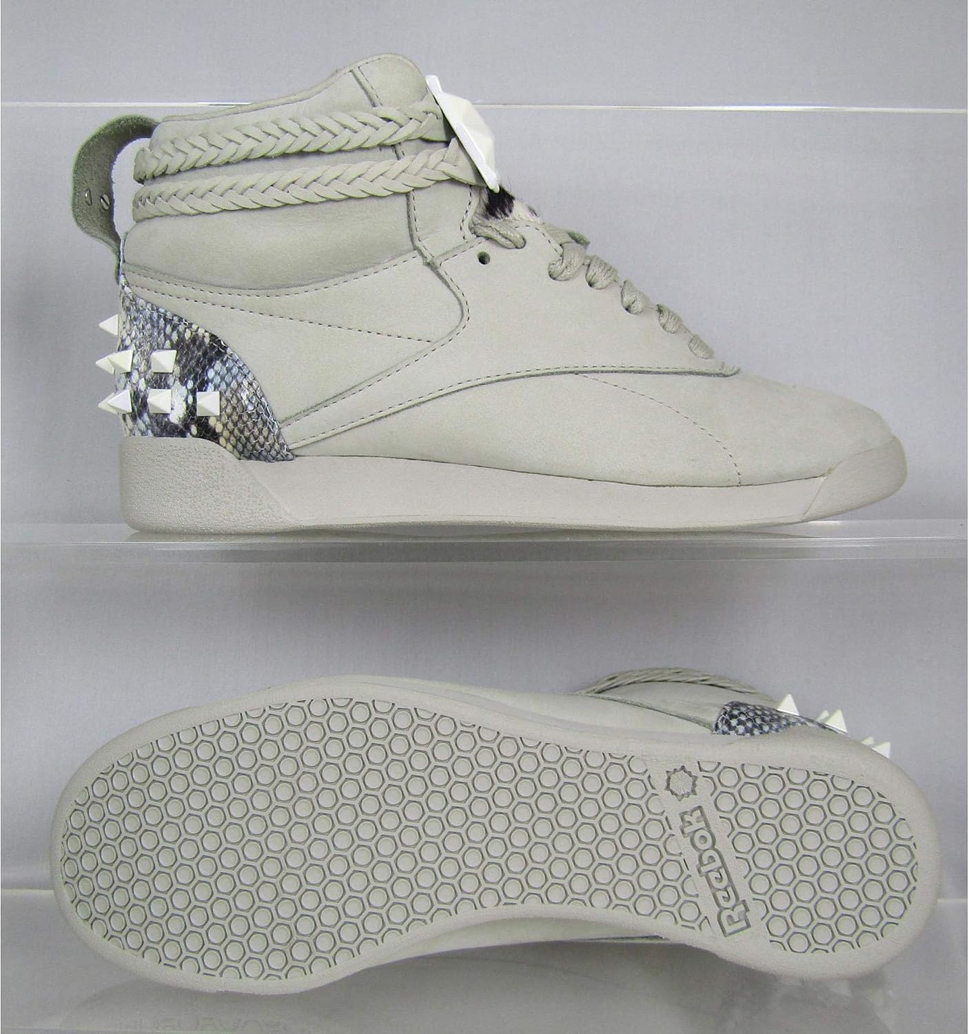 image:imageReebok Womens Freestyle Hi High Top Basketball SneakersShady GreyShady GreyFearless Purple