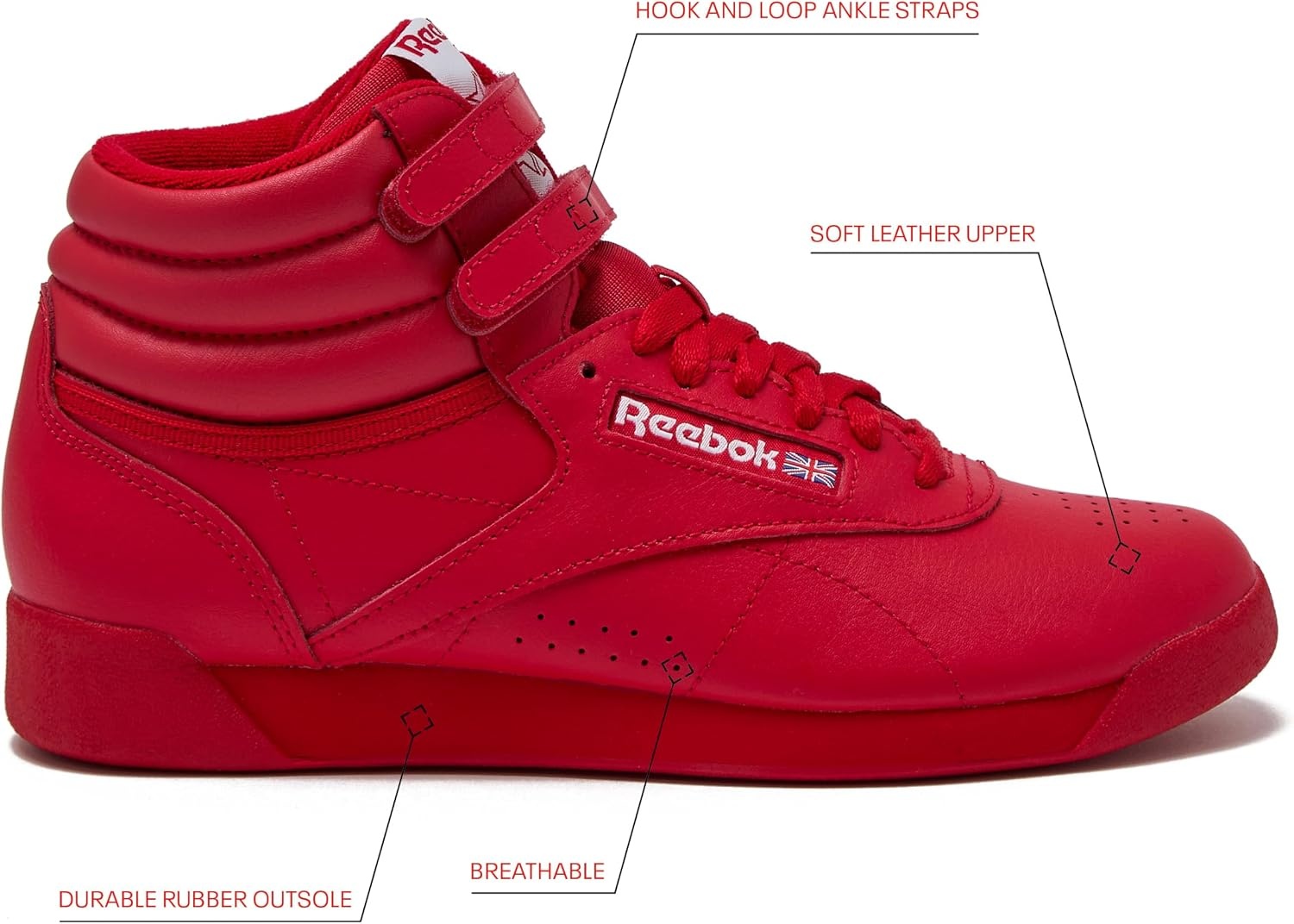 image:imageReebok Womens Freestyle Hi High Top Basketball SneakersVector RedVector RedFootwear White