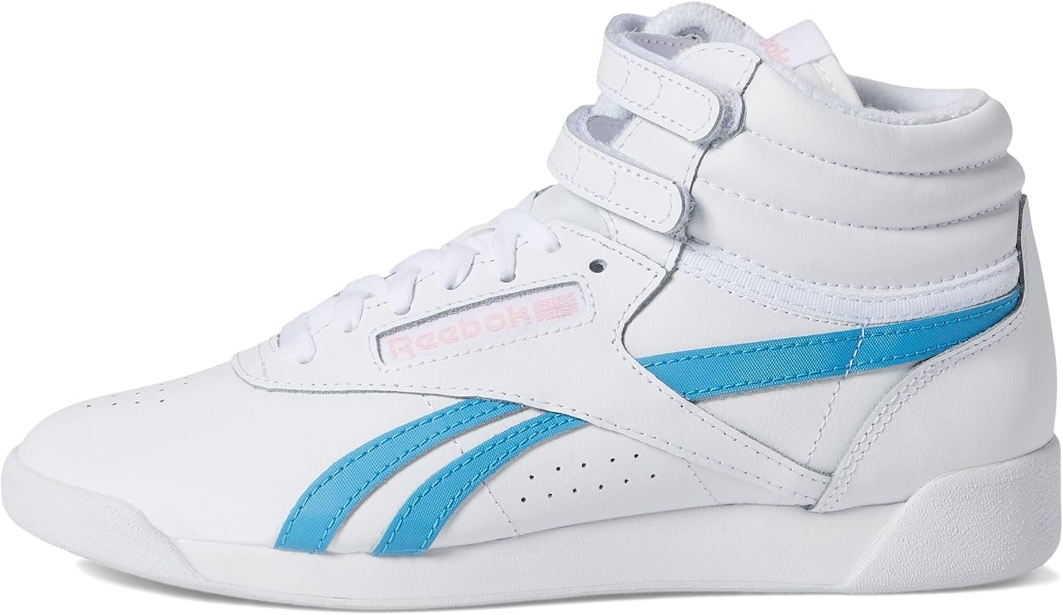 image:imageReebok Womens Freestyle Hi High Top Basketball SneakersWhitePink GlowRadiant Aqua