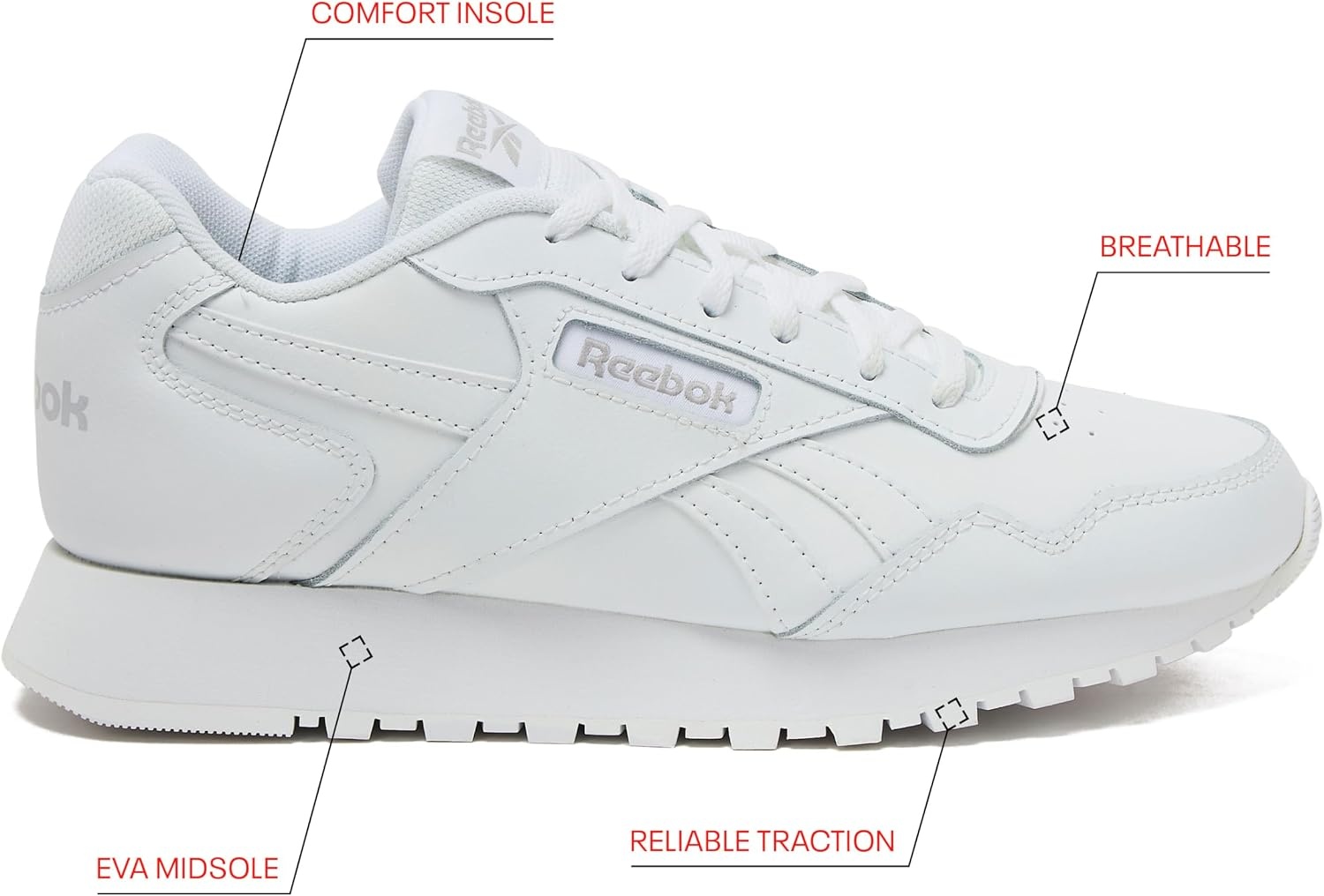 image:imageReebok Womens Glide Sneakers for WomenWhiteCold Grey