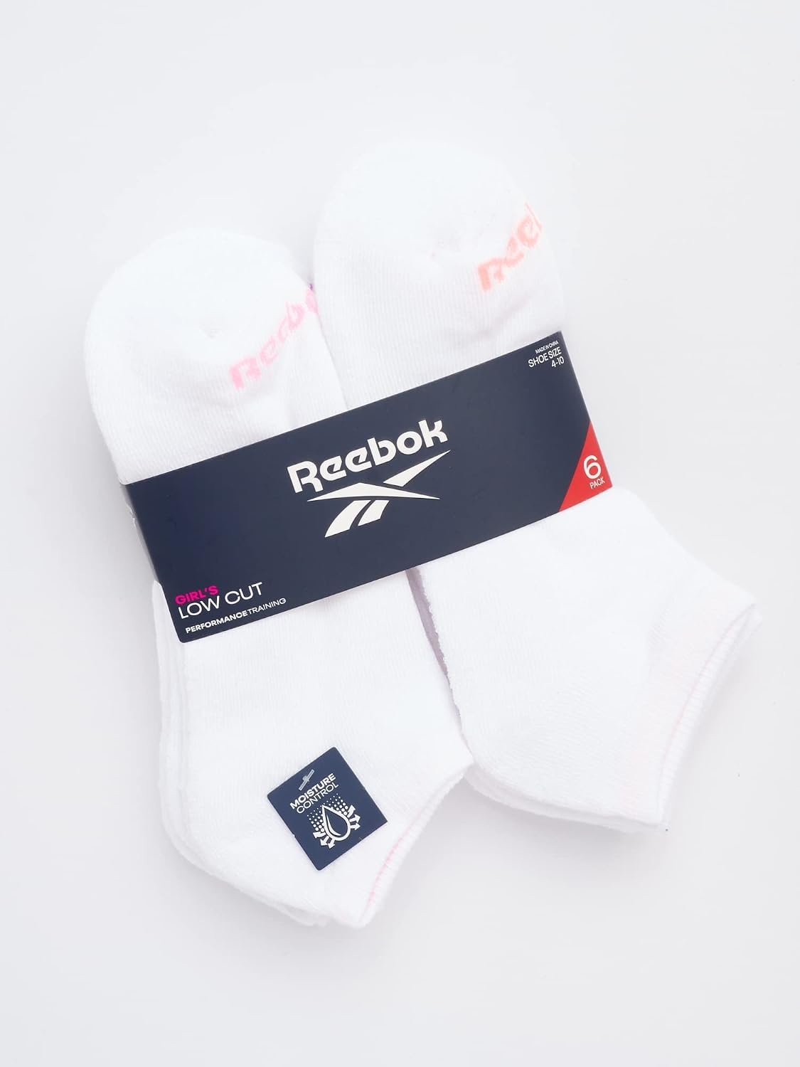 image:imageReebok Womens Quarter Socks 6 Pack Comfort Cushioned Athletic Socks Moisturewicking Fabric Keeps Feet Dry Flexible Knit Hugs the Arch Plush Footbed Absorbs ShockWhite Logo