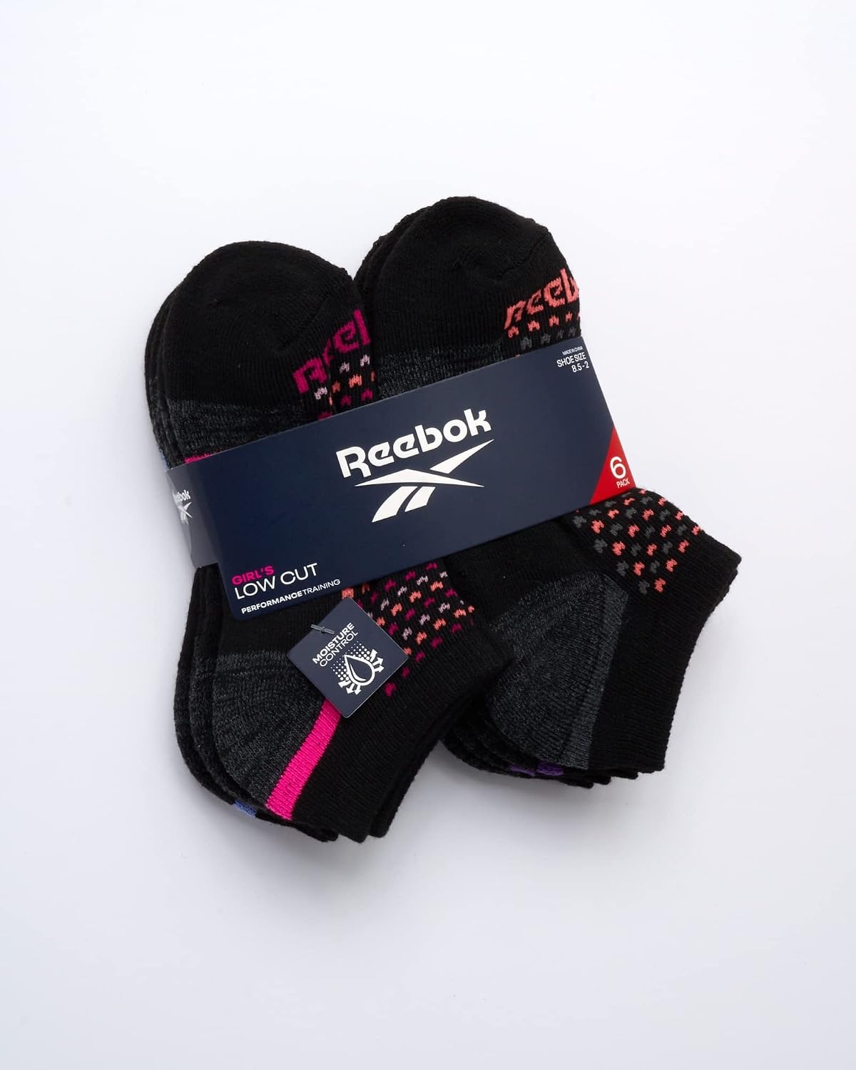 image:imageReebok Womens Quarter Socks 6 Pack Comfort Cushioned Athletic Socks Moisturewicking Fabric Keeps Feet Dry Flexible Knit Hugs the Arch Plush Footbed Absorbs ShockBlack Multi