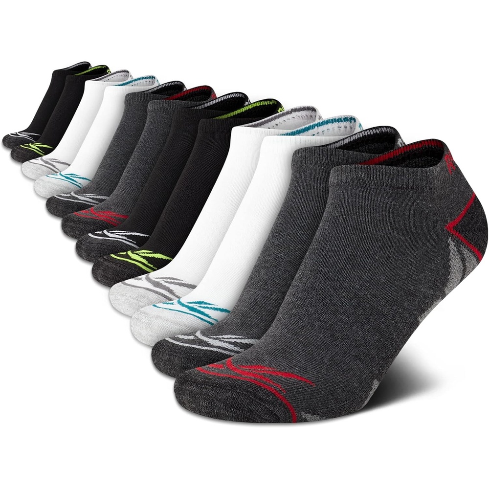 image:imageReebok Boys Low Cut Socks 12 Pack Cushioned Athletic No Show Socks Stretch Performance Fit with MoistureWicking Breathable Comfort Reinforced Heel and Toe for Active DaysWhiteGreyBlack