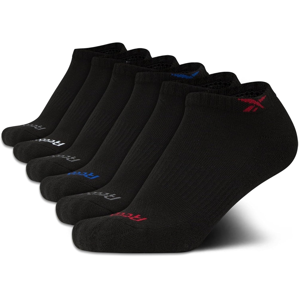 image:imageReebok Boys Low Cut Socks 6Pack MoistureWicking Cushioned Ankle Socks Breathable Cushioned Comfort with a Stretch Performance Fit and Reinforced Toe Seam for Sports or Everyday WearBlack Logo
