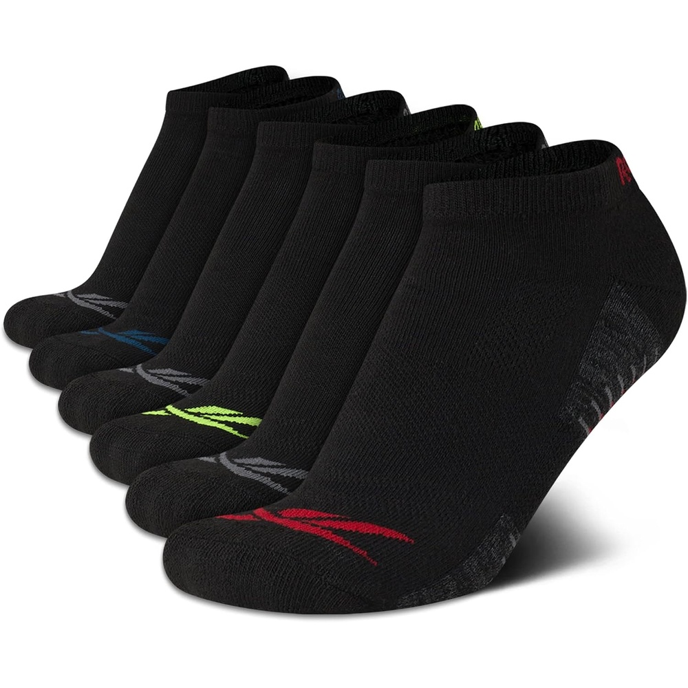 image:imageReebok Boys Low Cut Socks 6Pack MoistureWicking Cushioned Ankle Socks Breathable Cushioned Comfort with a Stretch Performance Fit and Reinforced Toe Seam for Sports or Everyday WearBlackGrey Lines