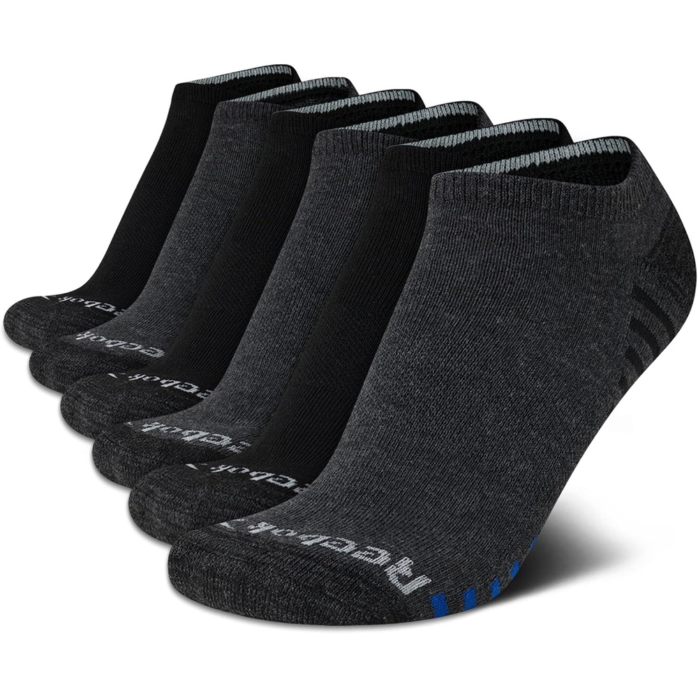 image:imageReebok Boys Low Cut Socks 6Pack MoistureWicking Cushioned Ankle Socks Breathable Cushioned Comfort with a Stretch Performance Fit and Reinforced Toe Seam for Sports or Everyday WearBlackGrey Pattern