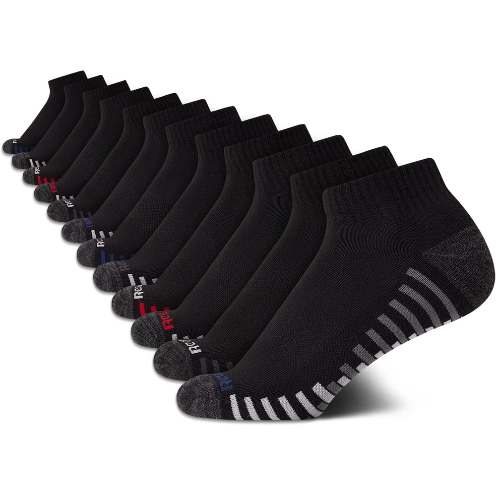 image:imageReebok Boys Quarter Socks 12Pack Cushioned Athletic Socks wArch Support MoistureWicking Breathable Fabric with a Reinforced Toe Seam Built for AllDay Active WearBlack Detail