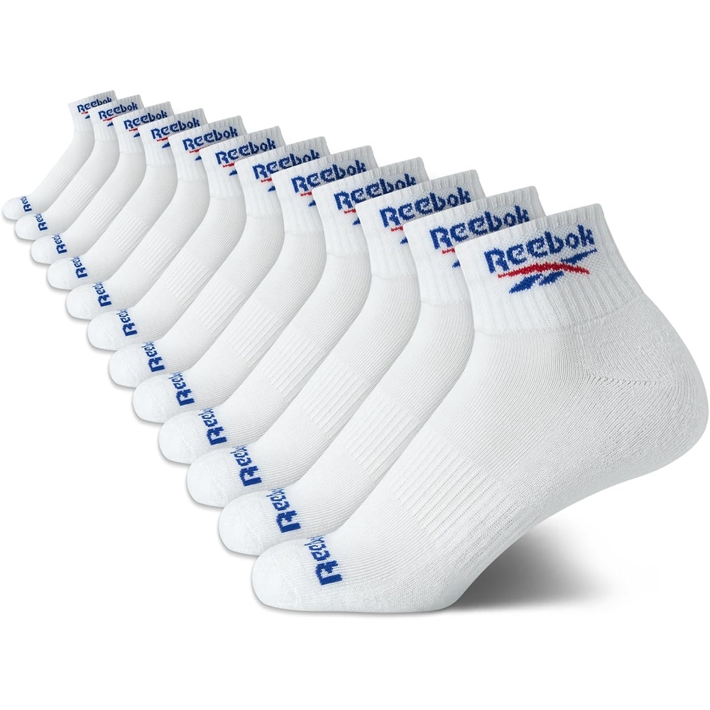 image:imageReebok Boys Quarter Socks 12Pack Cushioned Athletic Socks wArch Support MoistureWicking Breathable Fabric with a Reinforced Toe Seam Built for AllDay Active WearWhite Logo