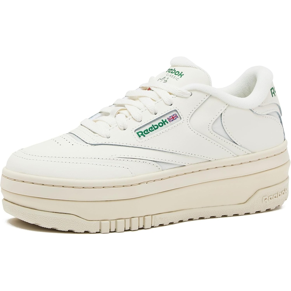 image:imageReebok Club C Extra Platform Sneakers for Women White Casual Tennis Womens Fashion Sneakers Womens Shoes Size 5 to 11ChalkChalkGlen Green