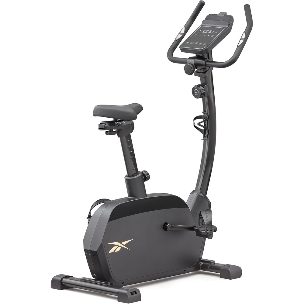 image:imageReebok FR20 Stationary Bike Indoor Cycling Bike with Adjustable Handles Saddle and Floor Level 8 Resistance Levels Upright Exercise Bike  Black