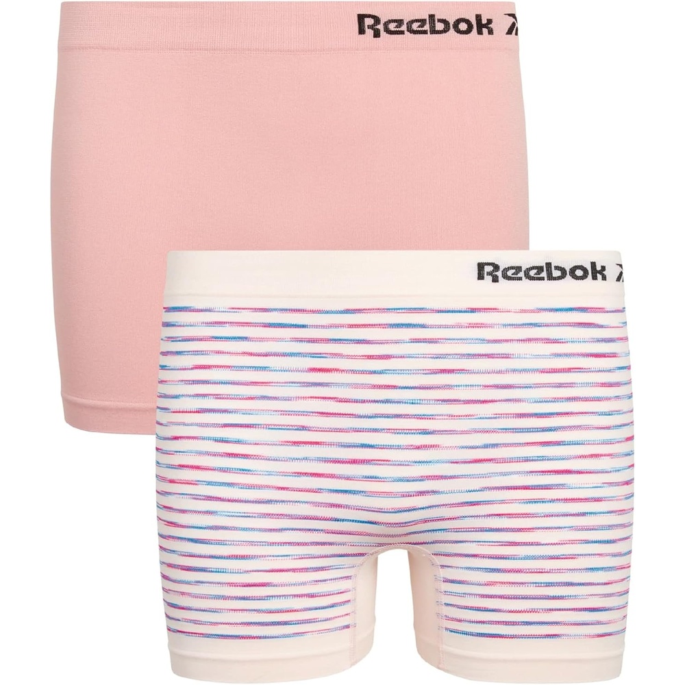 image:imageReebok Girls Boyshorts 2 Pack Seamless Cartwheel Bike Shorts 3 Combines BikeShort Coverage with Panty Comfort Breathable Stretch Fabric Holds Its Shape Wear After WearPink SpacedyeRose